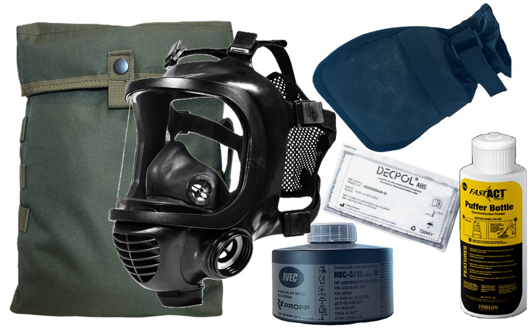 Протигаз фільтрувальний СМ-6 з фільтром NBC-3/SL M, сумкою та деконтамінаційним засобом